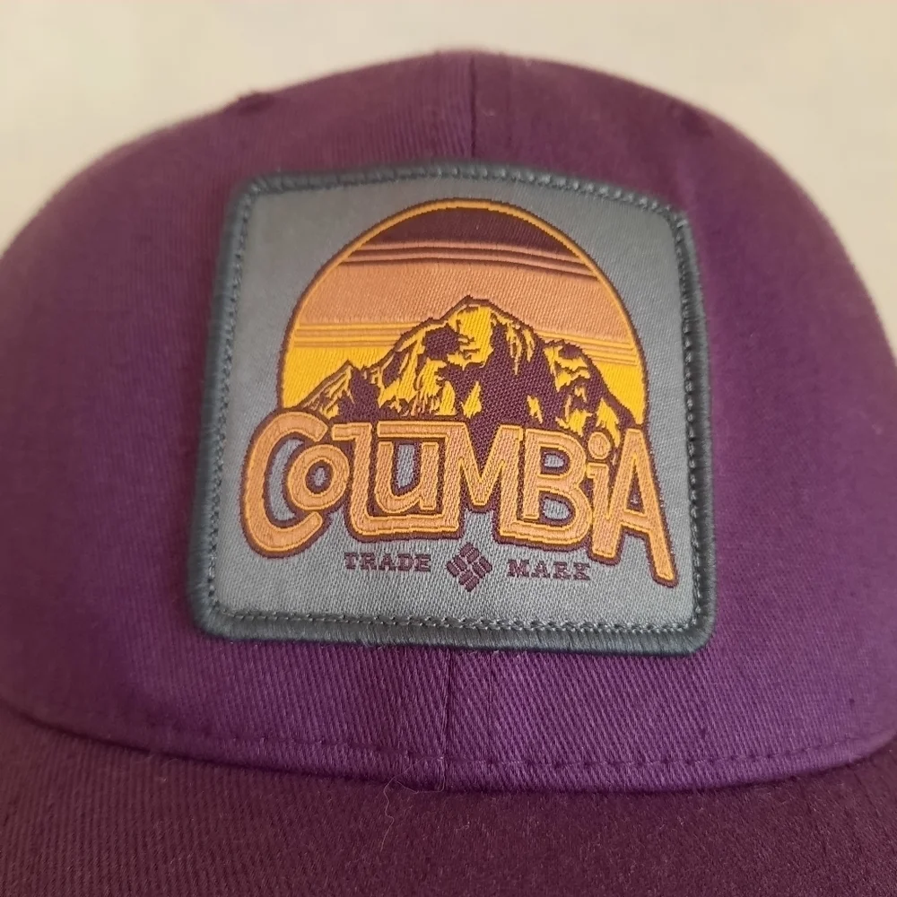 Columbia plum purple & grey logo mesh snapback trucker hat
